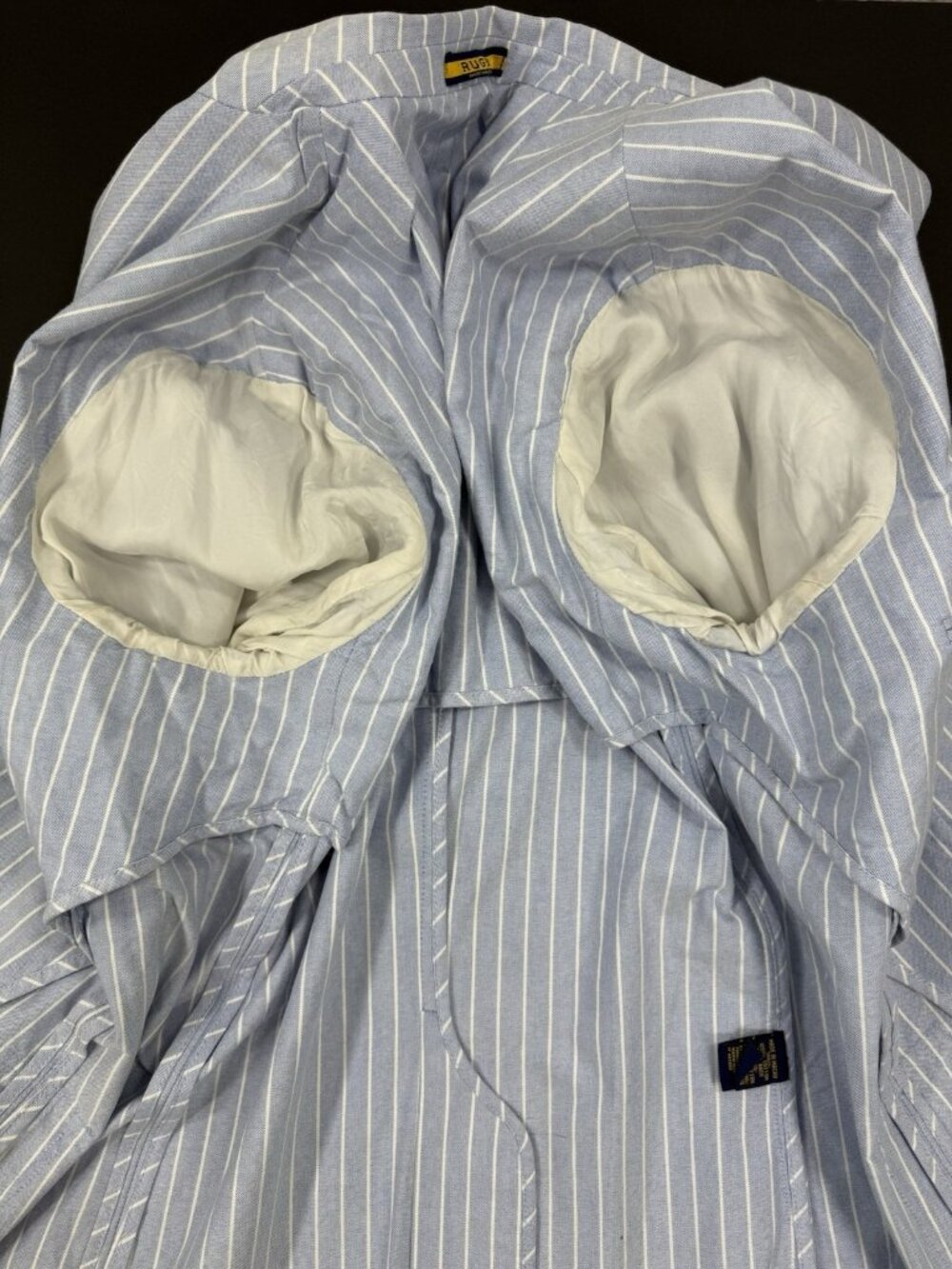 Rugby Ralph Lauren Mens Sport Coat Jacket Size Large Striped Blue White Blazer - Picture 6 of 16